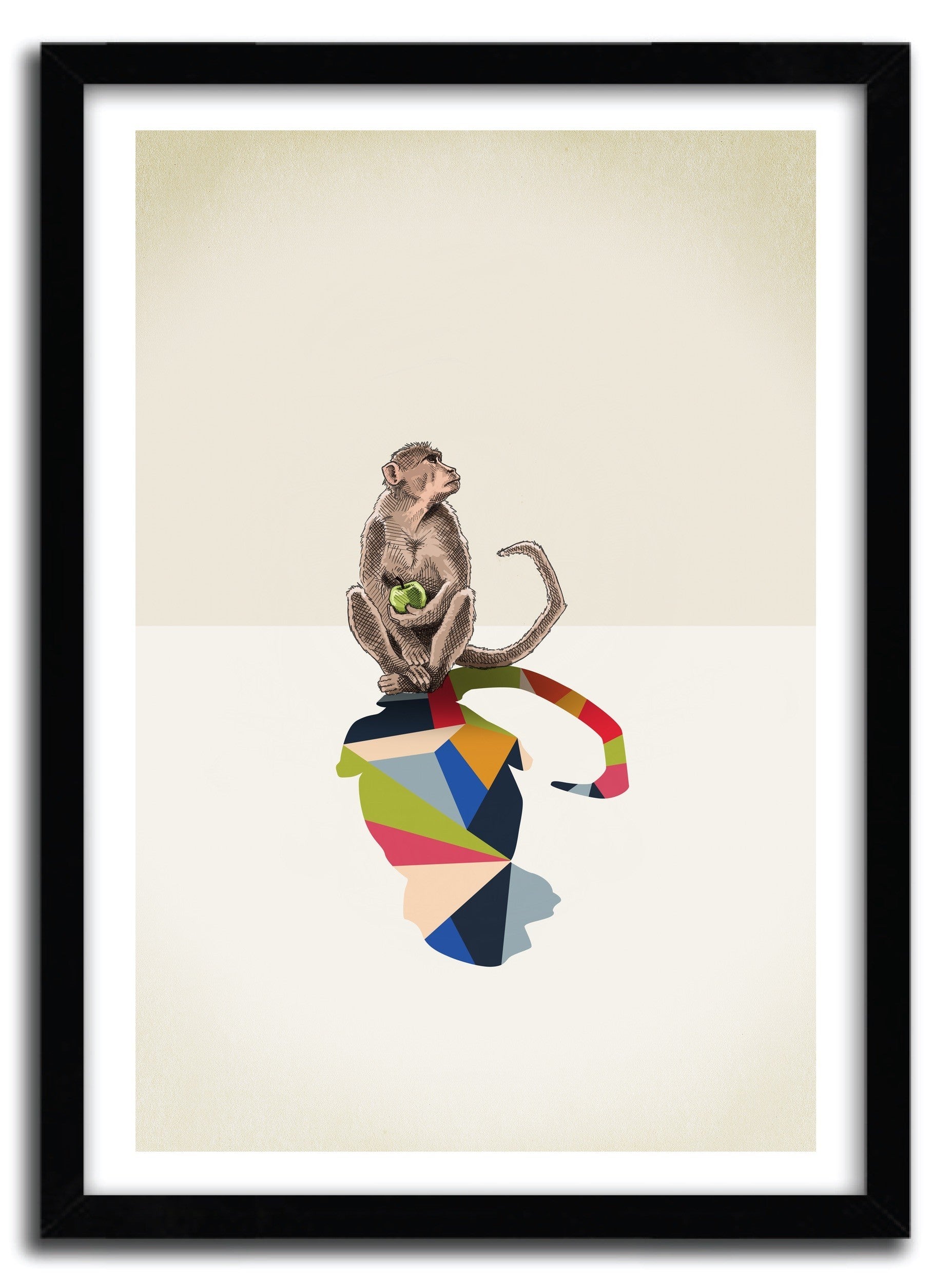 Affiche WALKING SHADOW, MONKEY by Jason Ratliff, showcasing vibrant colors and unique design on fine arts paper.