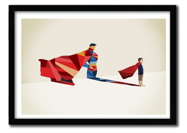 Limited edition print of WALKING SHADOW, SUPERMAN by Jason Ratliff, showcasing vibrant colors on fine arts paper.