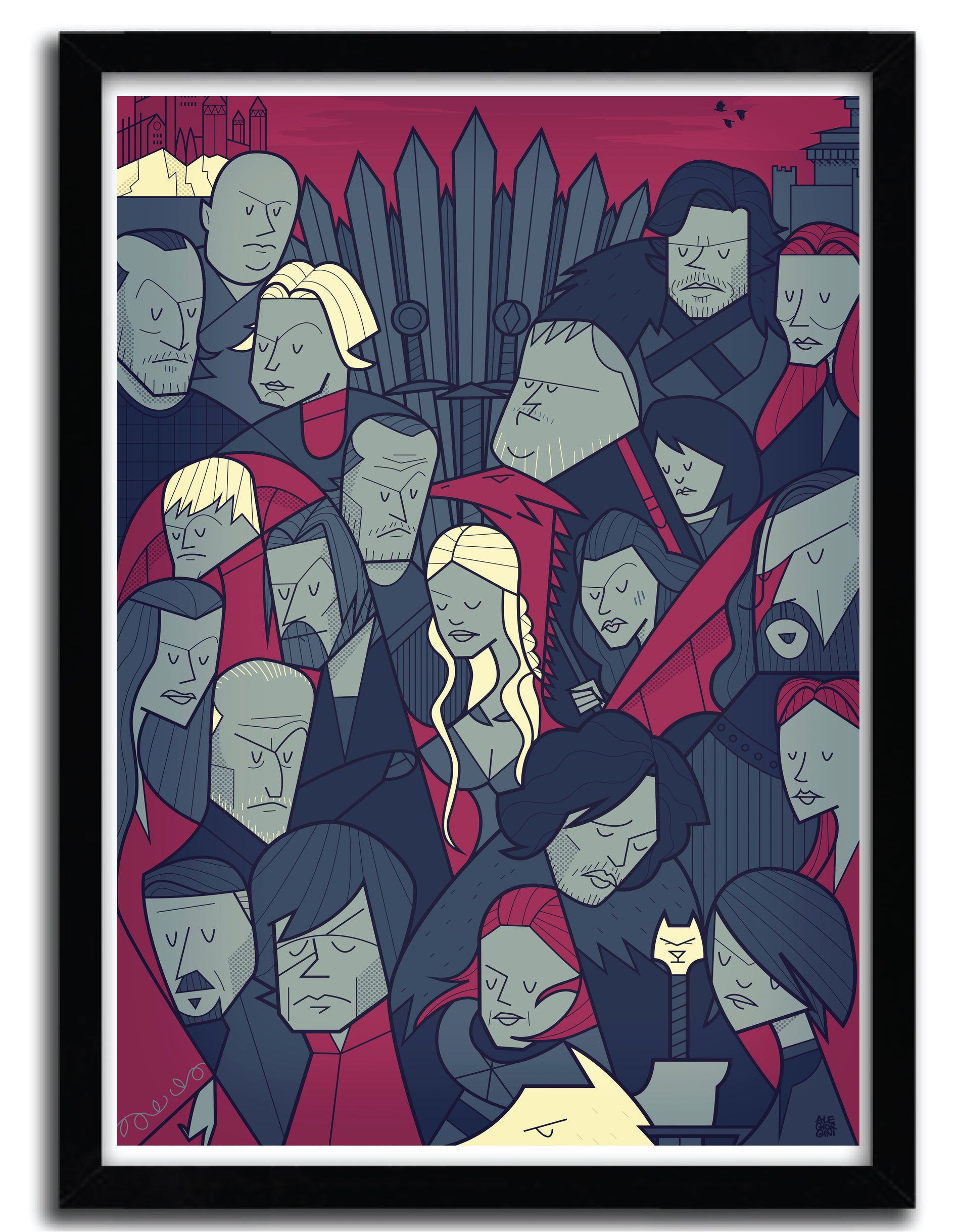 Affiche 'Winter is Coming' par Ale Giorgini, imprimée sur papier fine arts, avec des couleurs vives et un design captivant.