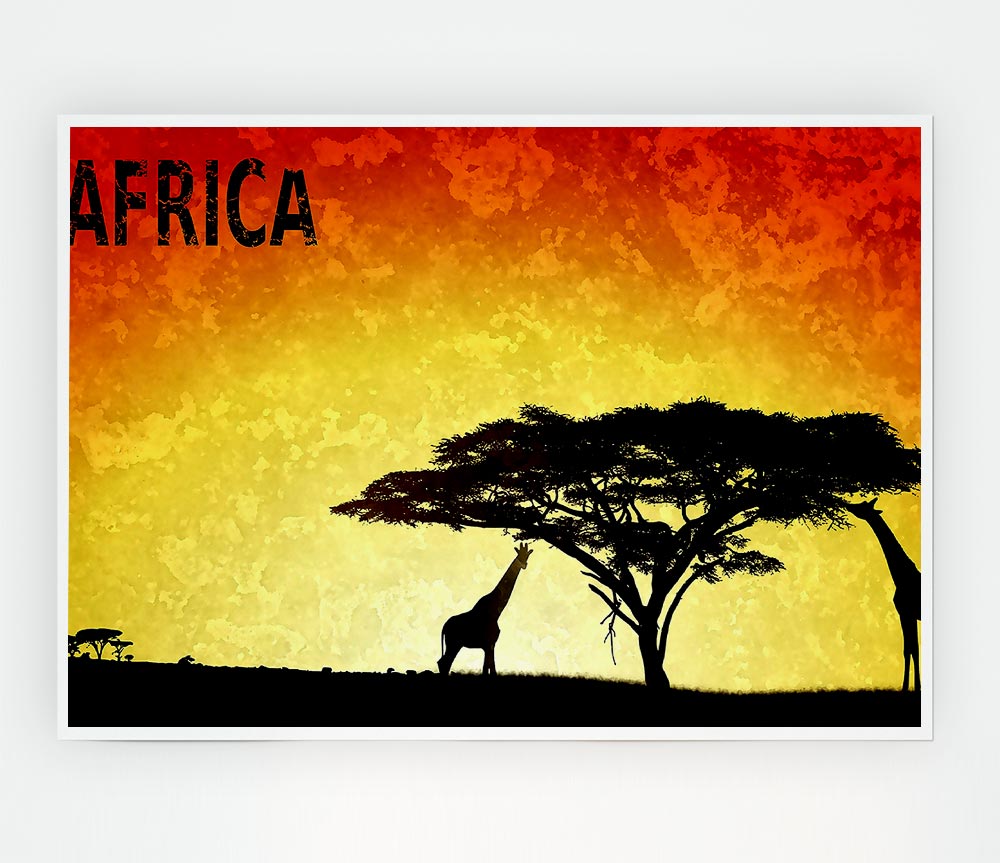 A vibrant canvas poster featuring the diverse landscapes and cultures of Africa, ready for display or framing.