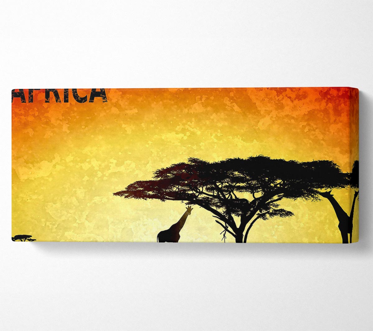 Vibrant Africa canvas art mounted on a 44mm box frame, showcasing stunning landscapes and colors.