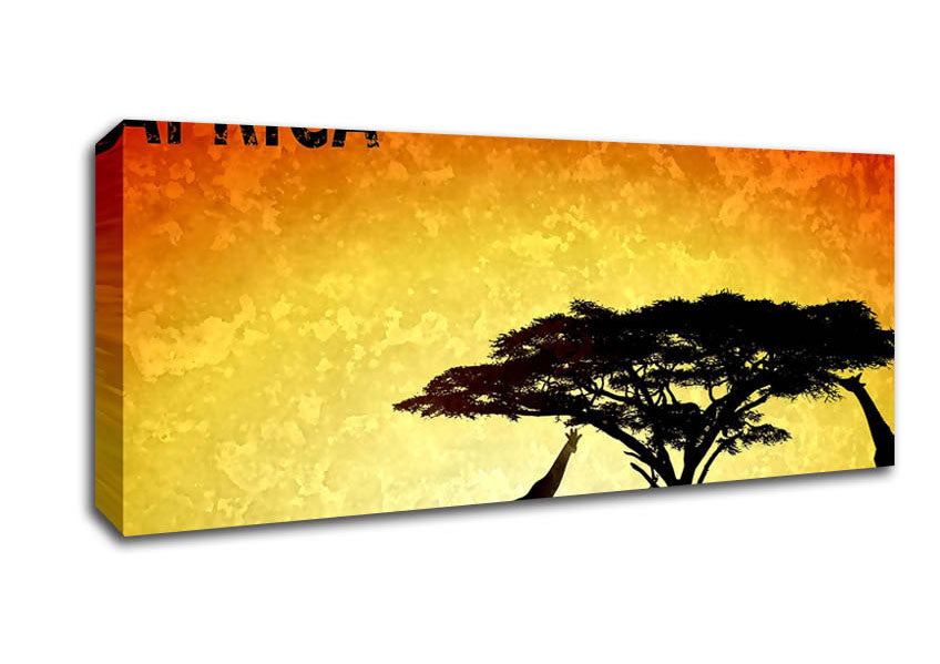 Vibrant Africa canvas art mounted on a 44mm box frame, showcasing stunning landscapes and colors.