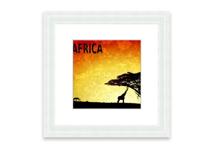 A beautifully framed print of African landscapes, showcasing vibrant colors and intricate details, ready to hang.