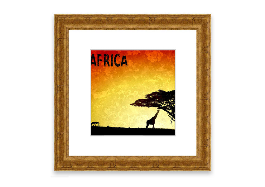 A beautifully framed print of African landscapes, showcasing vibrant colors and intricate details, ready to hang.