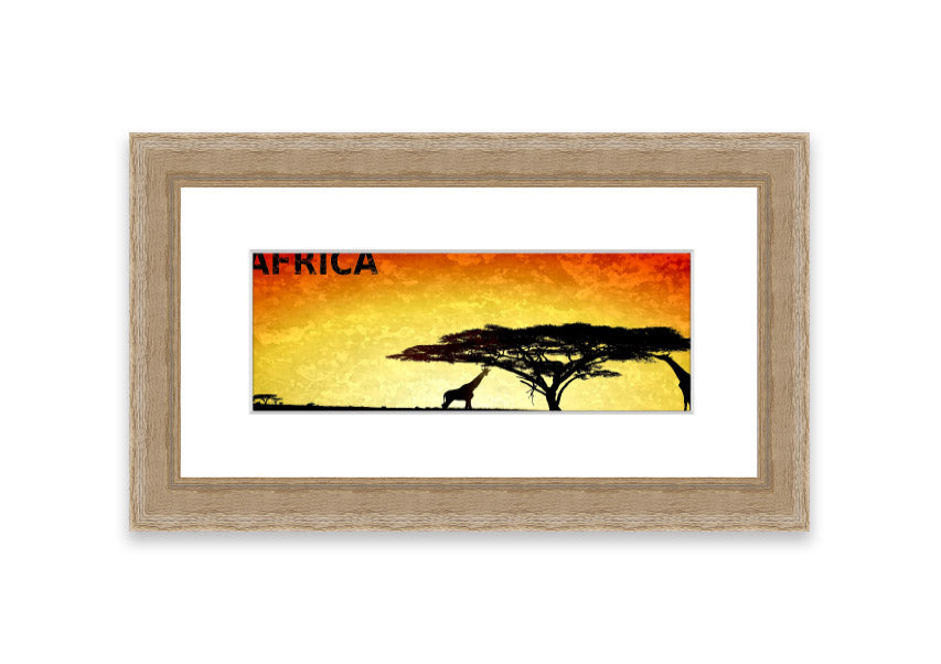 A beautifully framed print of African landscapes, showcasing vibrant colors and intricate details, ready to hang.