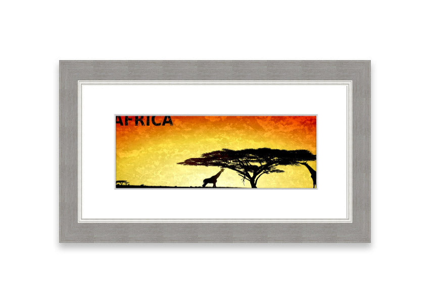 A beautifully framed print of African landscapes, showcasing vibrant colors and intricate details, ready to hang.