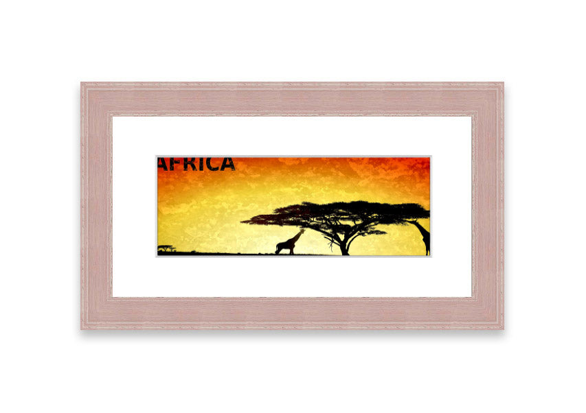 A beautifully framed print of African landscapes, showcasing vibrant colors and intricate details, ready to hang.