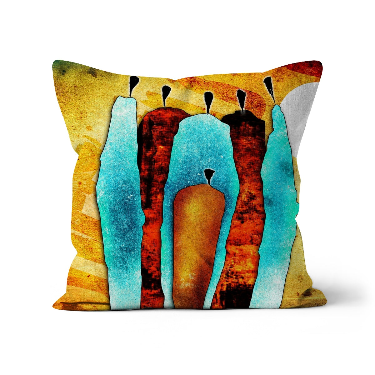 African Art People Ethnic Cushion showcasing vibrant colors and intricate patterns, perfect for home decor.