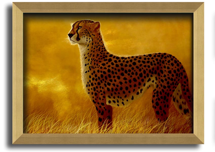 A beautifully framed print of an African Cheetah, showcasing its elegance and grace, available in various frame colors.