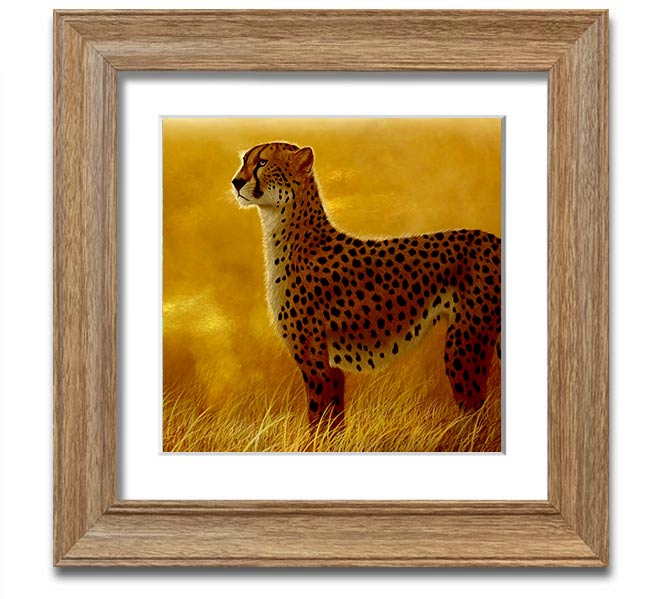 A beautifully framed print of an African Cheetah, showcasing its elegance and grace, available in various frame colors.