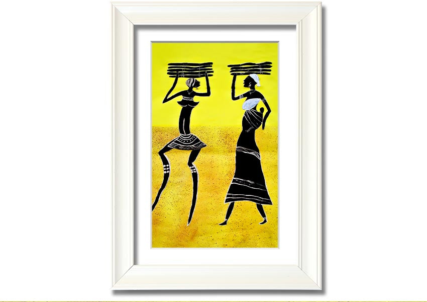 Framed print of African Collecting The Crops, showcasing vibrant colors and traditional agricultural scenes.