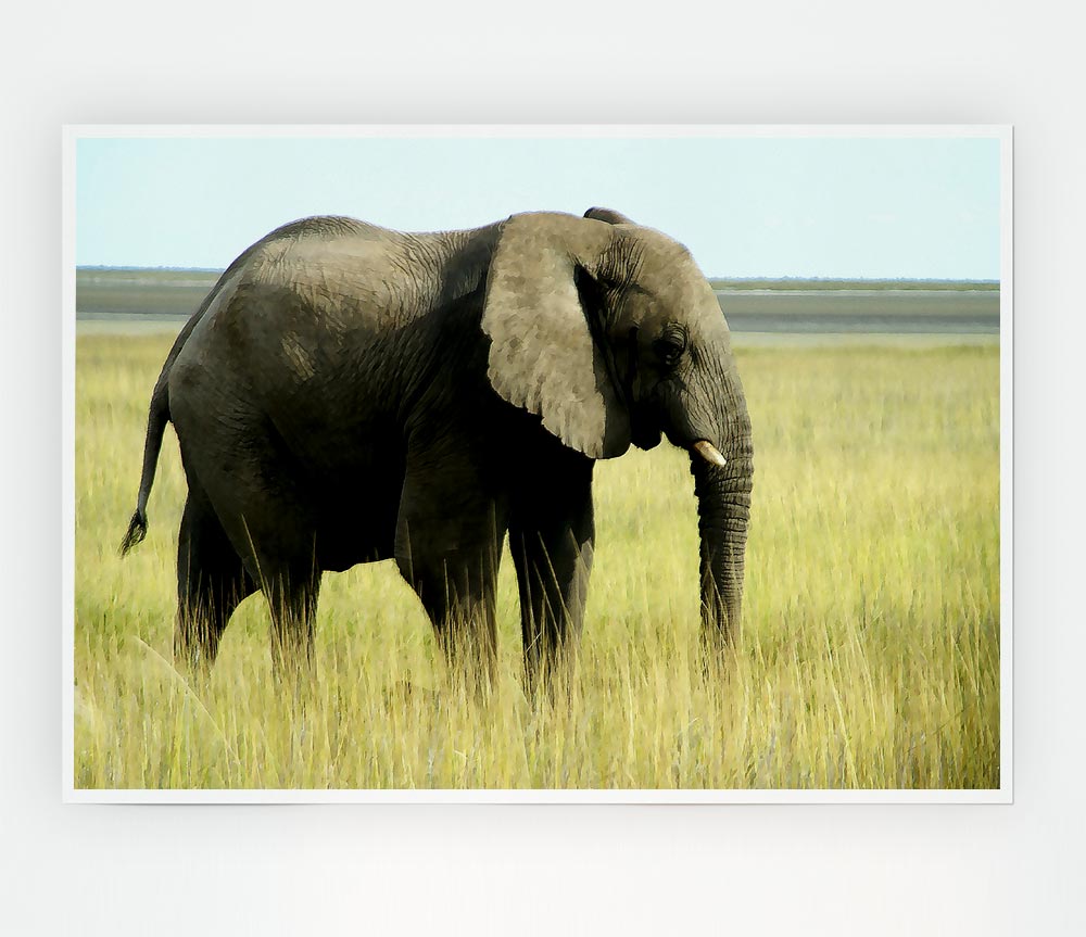 A vibrant canvas poster featuring an African elephant in Namibia, showcasing its majestic presence in a natural setting.