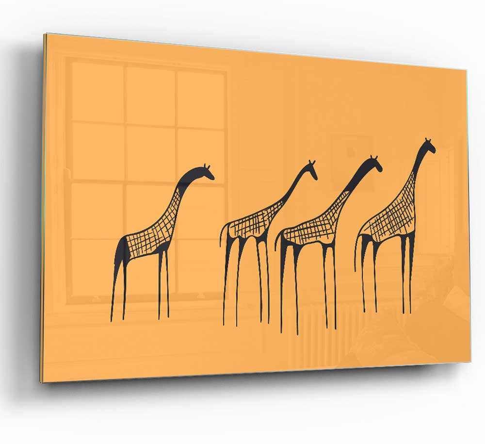 A vibrant glass print featuring an African Giraffe, showcasing its unique patterns and colors, perfect for modern home decor.