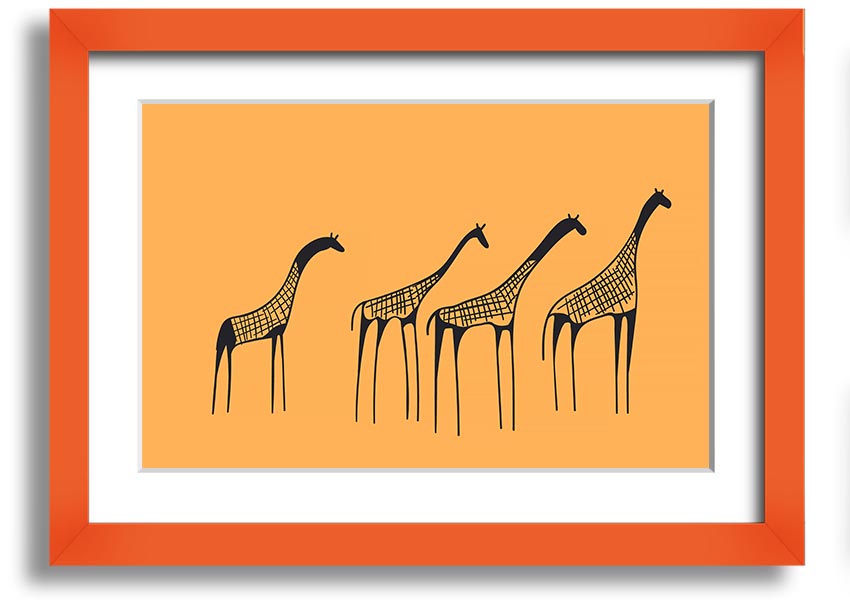 A beautifully framed print of an African Giraffe, showcasing its long neck and unique patterns, ready to hang on a wall.