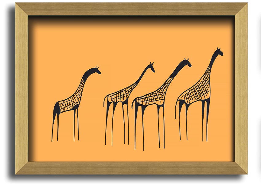 A beautifully framed print of an African Giraffe, showcasing its long neck and unique patterns, ready to hang on a wall.