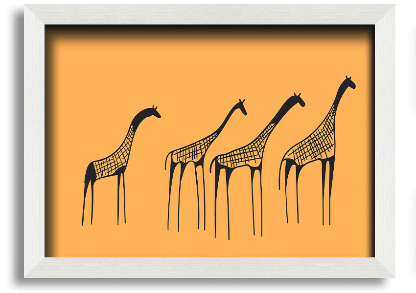 A beautifully framed print of an African Giraffe, showcasing its long neck and unique patterns, ready to hang on a wall.