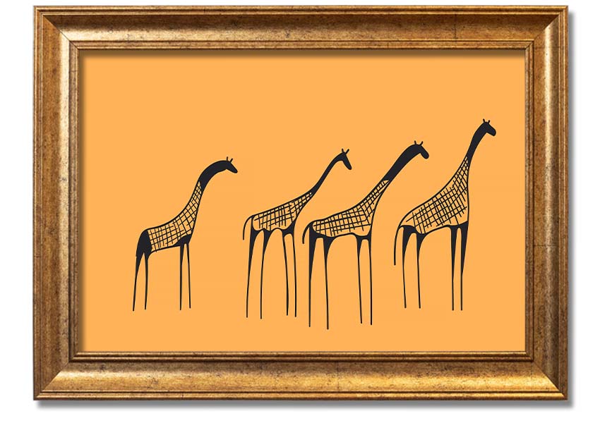 A beautifully framed print of an African Giraffe, showcasing its long neck and unique patterns, ready to hang on a wall.