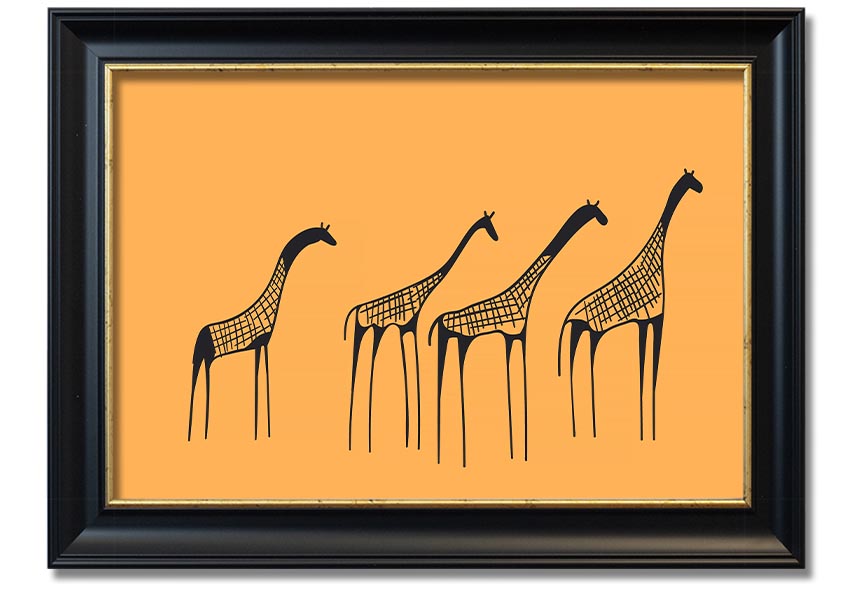 A beautifully framed print of an African Giraffe, showcasing its long neck and unique patterns, ready to hang on a wall.