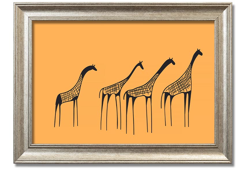 A beautifully framed print of an African Giraffe, showcasing its long neck and unique patterns, ready to hang on a wall.