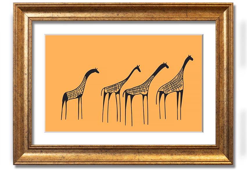 A beautifully framed print of an African Giraffe, showcasing its long neck and unique patterns, ready to hang on a wall.