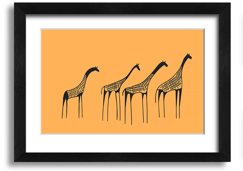 A beautifully framed print of an African Giraffe, showcasing its long neck and unique patterns, ready to hang on a wall.