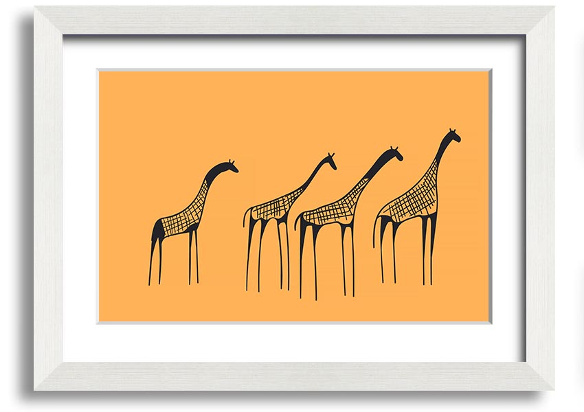 A beautifully framed print of an African Giraffe, showcasing its long neck and unique patterns, ready to hang on a wall.