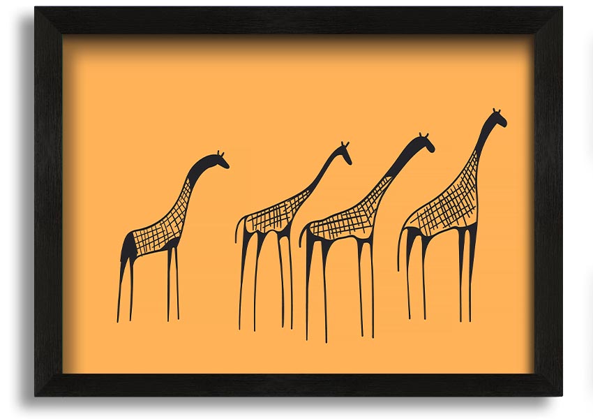 A beautifully framed print of an African Giraffe, showcasing its long neck and unique patterns, ready to hang on a wall.