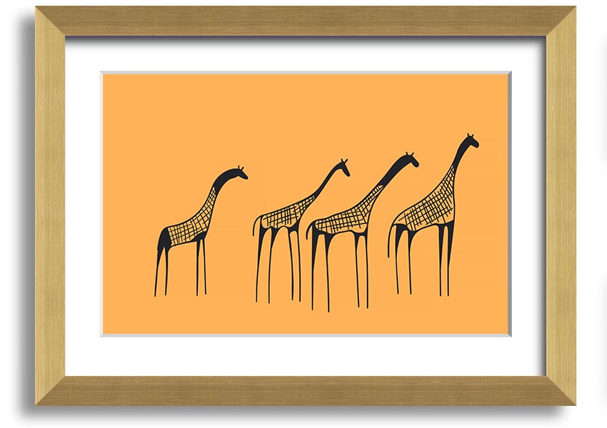 A beautifully framed print of an African Giraffe, showcasing its long neck and unique patterns, ready to hang on a wall.