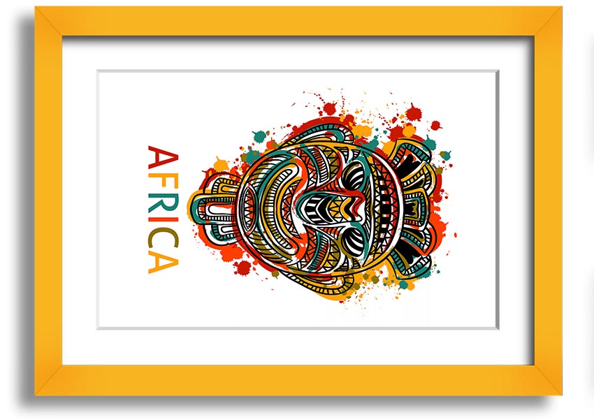 A beautifully crafted African Mask framed print showcasing intricate designs and vibrant colors, ready to hang.