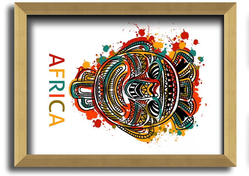 A beautifully crafted African Mask framed print showcasing intricate designs and vibrant colors, ready to hang.