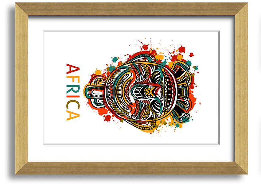 A beautifully crafted African Mask framed print showcasing intricate designs and vibrant colors, ready to hang.