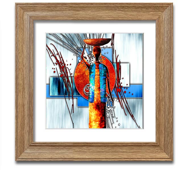 African Offering Square Framed Print with vibrant colors and intricate designs, framed in a stylish frame, ready to hang.