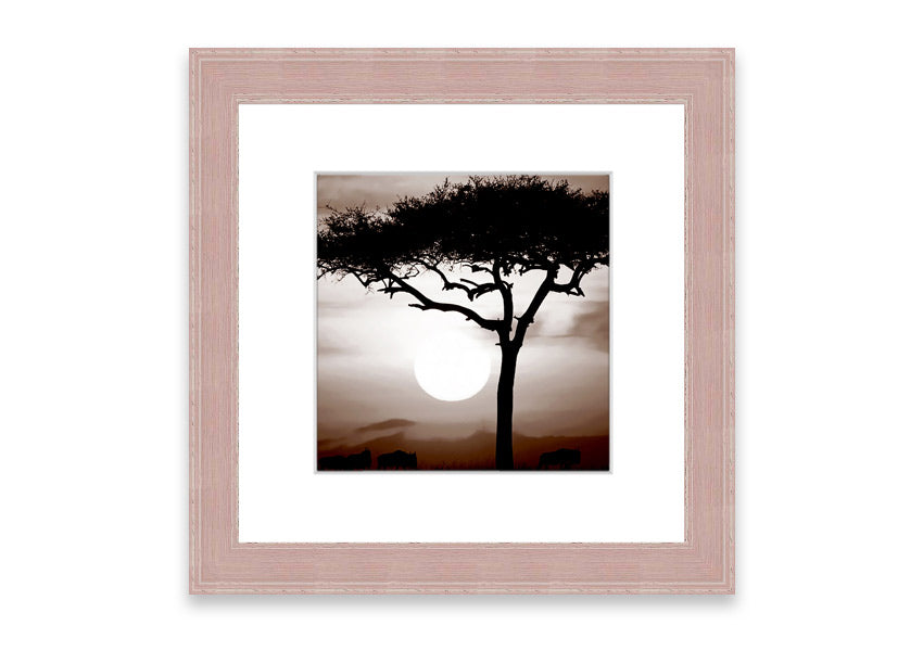 A beautifully framed African Safari Brown print showcasing rich earthy tones, ready to hang on a wall.