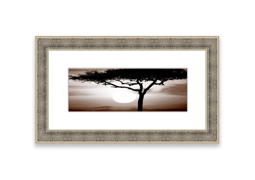 A beautifully framed African Safari Brown print showcasing rich earthy tones, ready to hang on a wall.