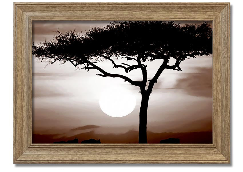 A beautifully framed African Safari Brown print showcasing rich earthy tones, ready to hang.