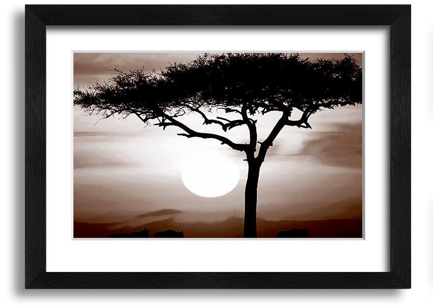 A beautifully framed African Safari Brown print showcasing rich earthy tones, ready to hang.