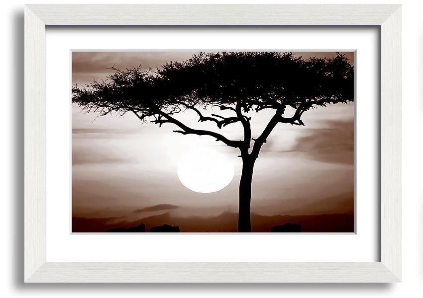 A beautifully framed African Safari Brown print showcasing rich earthy tones, ready to hang.