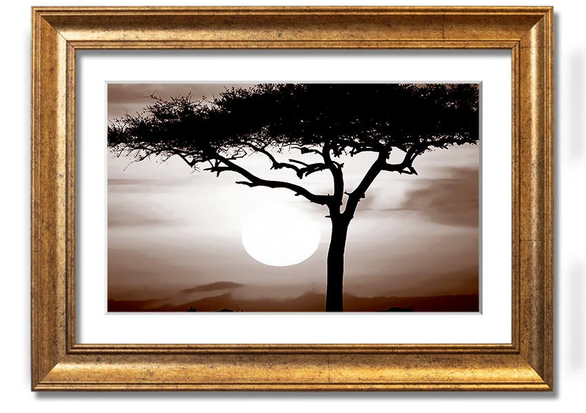 A beautifully framed African Safari Brown print showcasing rich earthy tones, ready to hang.