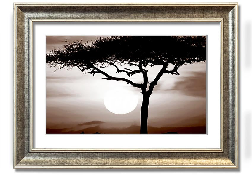 A beautifully framed African Safari Brown print showcasing rich earthy tones, ready to hang.