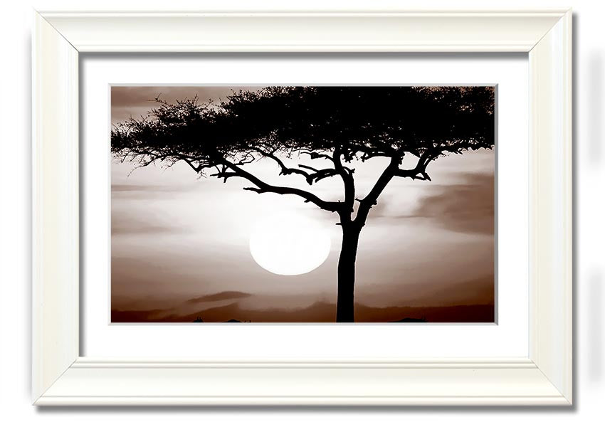 A beautifully framed African Safari Brown print showcasing rich earthy tones, ready to hang.