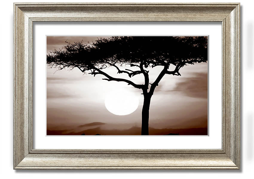 A beautifully framed African Safari Brown print showcasing rich earthy tones, ready to hang.