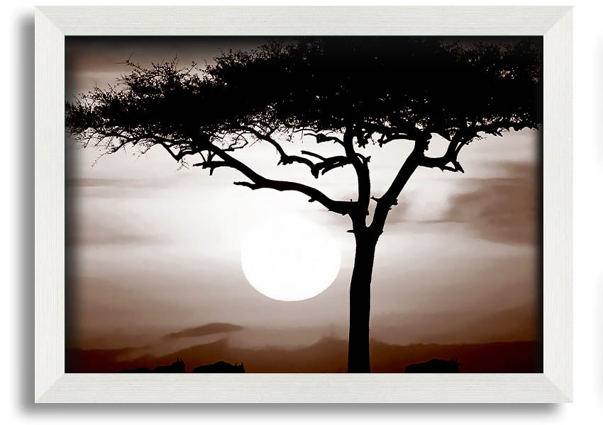 A beautifully framed African Safari Brown print showcasing rich earthy tones, ready to hang.