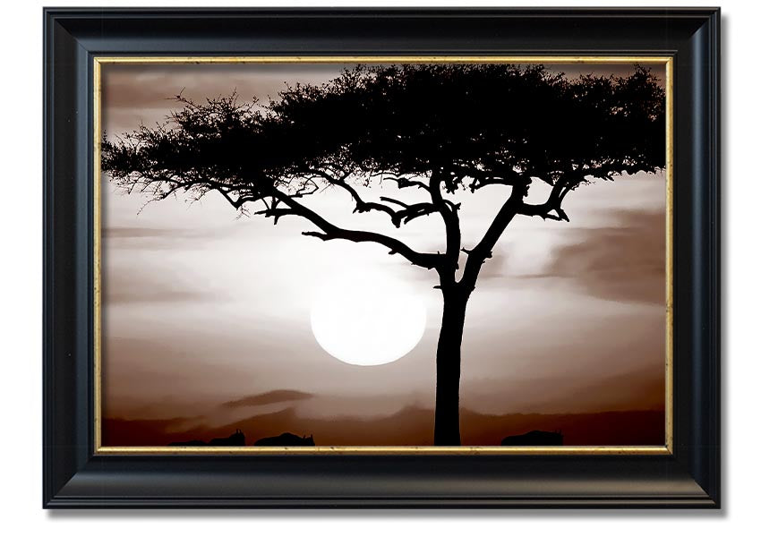 A beautifully framed African Safari Brown print showcasing rich earthy tones, ready to hang.