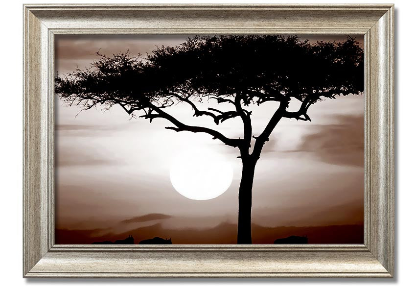 A beautifully framed African Safari Brown print showcasing rich earthy tones, ready to hang.