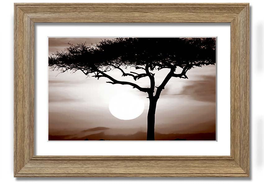 A beautifully framed African Safari Brown print showcasing rich earthy tones, ready to hang.