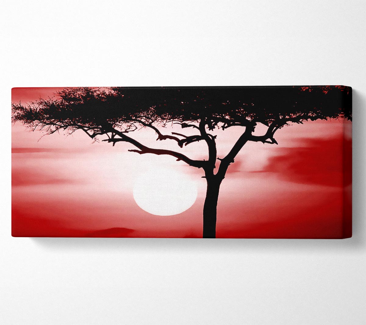 Vibrant African Safari Red canvas art mounted on a sturdy frame, showcasing rich colors and intricate details.