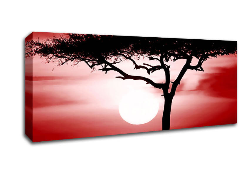 Vibrant African Safari Red canvas art mounted on a sturdy frame, showcasing rich colors and intricate details.