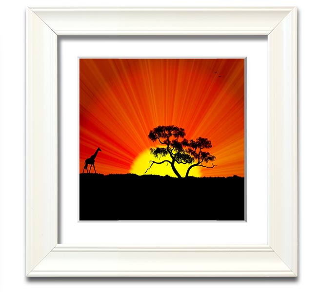 African Sunblaze Square Framed Print with vibrant colors and unique design, handmade in the UK.