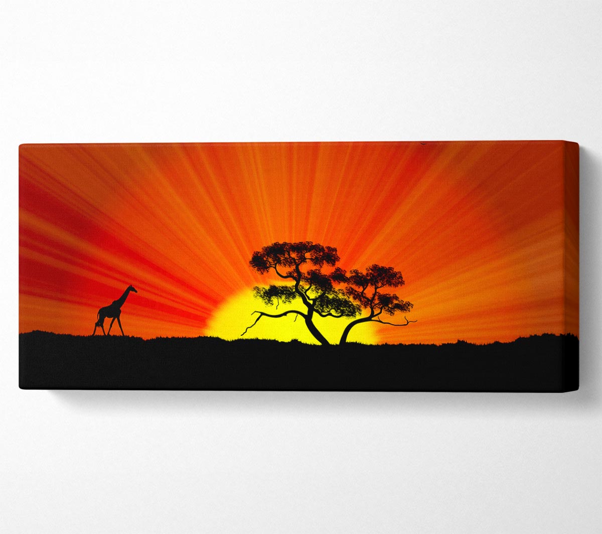 Vibrant African Sunblaze canvas art mounted on a sturdy frame, showcasing rich colors and cultural design.