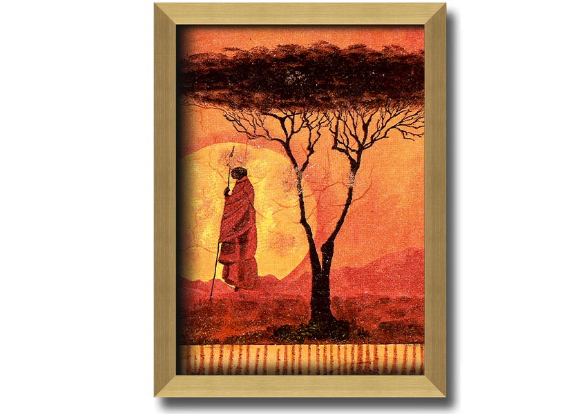 Framed print of African Tribal Art 1 showcasing intricate patterns and vibrant colors, ready to hang.